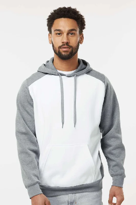 men's hoodies for casual outings -Augusta Sportswear Mens Eco Revive 3 Season Fleece Hooded Sweatshirt Hoodie w/ Pouch Pocket - White/Heather Grey