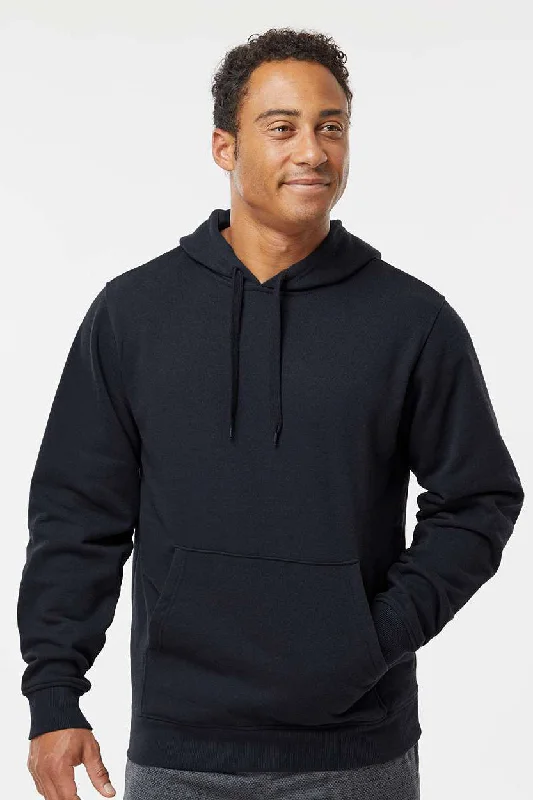 zip-up hoodies for men -Augusta Sportswear Mens Fleece Hooded Sweatshirt Hoodie w/ Pouch Pocket - Black