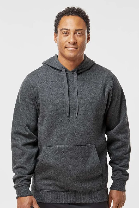 fashionable men's sweatshirts -Augusta Sportswear Mens Fleece Hooded Sweatshirt Hoodie w/ Pouch Pocket - Heather Carbon Grey