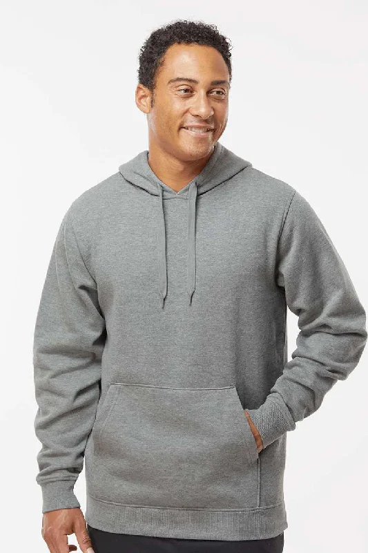 black hoodies for men -Augusta Sportswear Mens Fleece Hooded Sweatshirt Hoodie w/ Pouch Pocket - Heather Charcoal Grey