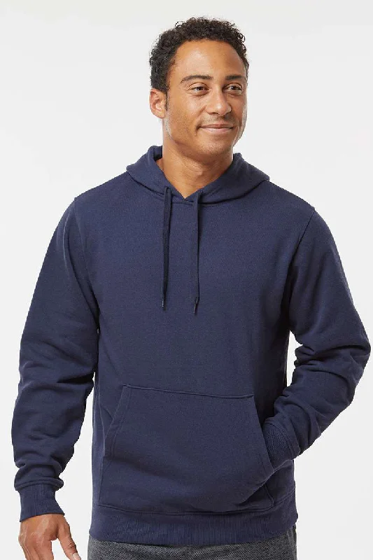 zip-up sweatshirts for men -Augusta Sportswear Mens Fleece Hooded Sweatshirt Hoodie w/ Pouch Pocket - Navy Blue