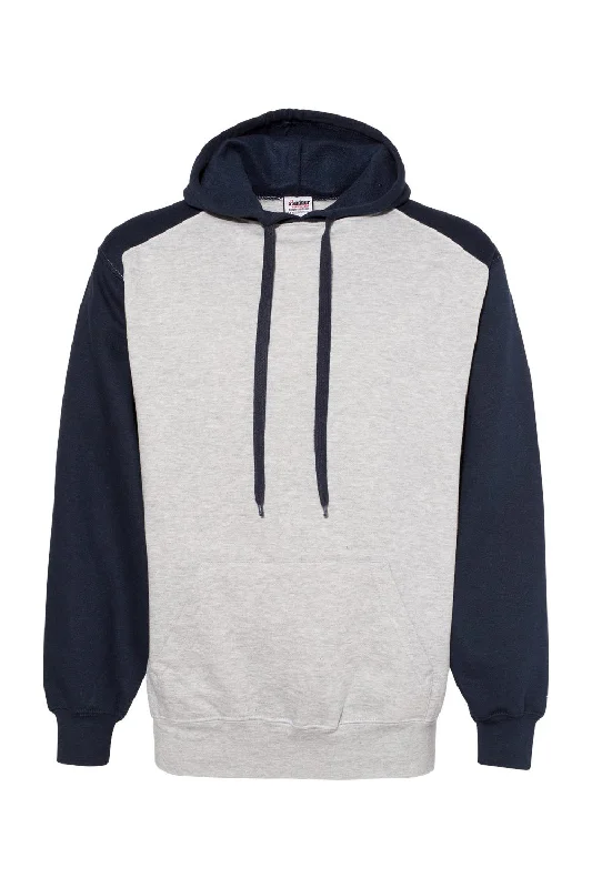 custom hoodies for men -Badger Mens Athletic Fleece Hooded Sweatshirt Hoodie w/ Pouch Pocket - Oxford Grey/Navy Blue