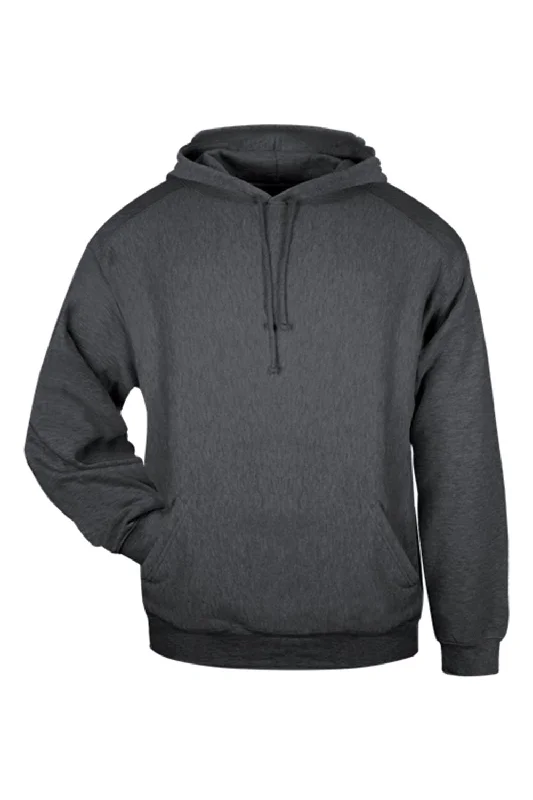 sleek sweatshirts for men -Badger Mens Hooded Sweatshirt Hoodie w/ Pouch Pocket - Charcoal Grey