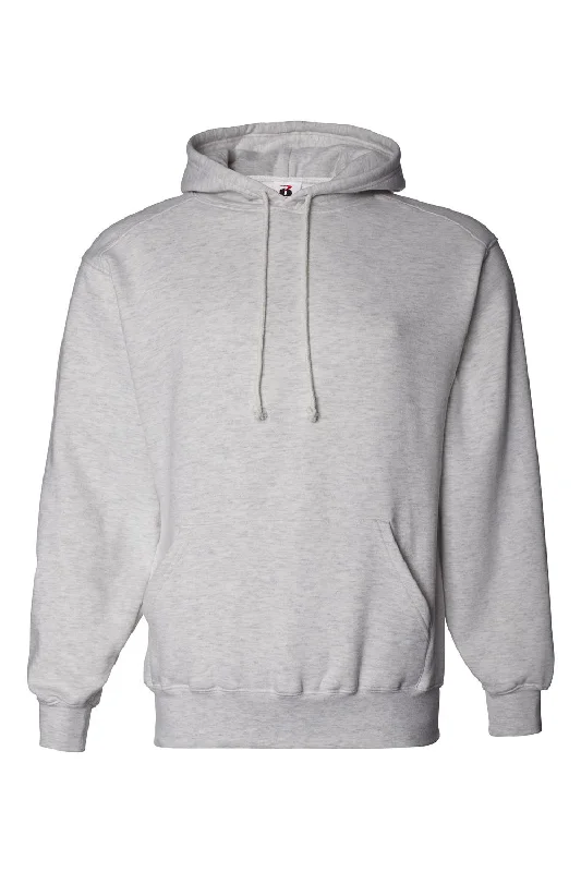 premium sweatshirts for men -Badger Mens Hooded Sweatshirt Hoodie w/ Pouch Pocket - Oxford Grey