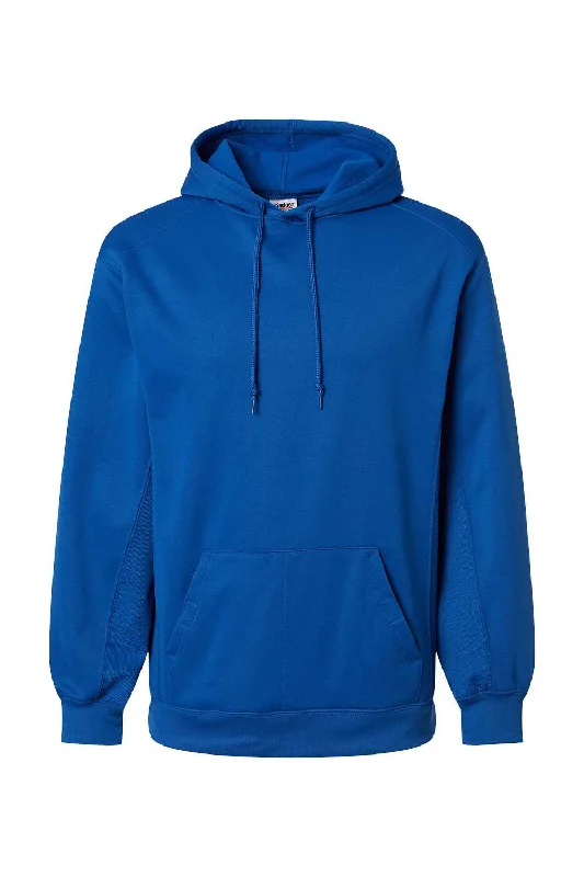 minimalist sweatshirts for men -Badger Mens Performance Moisture Wicking Fleece Hooded Sweatshirt Hoodie w/ Pouch Pocket - Royal Blue