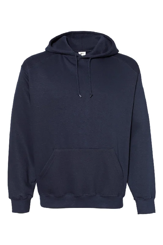 athletic sweatshirts for men -C2 Sport Mens Hooded Sweatshirt Hoodie w/ Pouch Pocket - Navy Blue