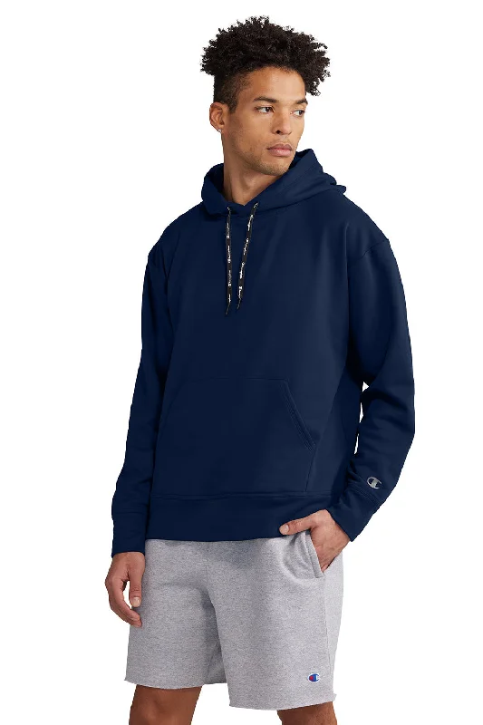 graphic sweatshirts for men -Champion Mens Sport Hooded Sweatshirt Hoodie w/ Pouch Pocket - Navy Blue