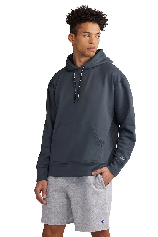 men's soft sweatshirts -Champion Mens Sport Hooded Sweatshirt Hoodie w/ Pouch Pocket - Stealth Grey