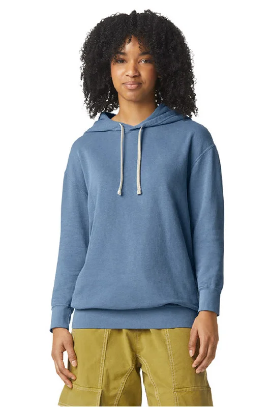 men's fleece-lined sweatshirts -Comfort Colors Mens Garment Dyed Fleece Hooded Sweatshirt Hoodie - Blue Jean