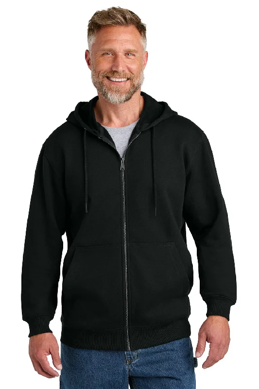 men's heavy-duty hoodies -CornerStone Mens Tough Fleece Full Zip Hooded Sweatshirt Hoodie w/ Pockets - Black - New