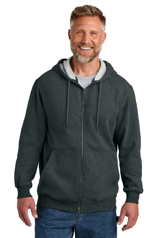 casual sweatshirts for men -CornerStone Mens Tough Fleece Full Zip Hooded Sweatshirt Hoodie w/ Pockets - Heather Charcoal Grey - New