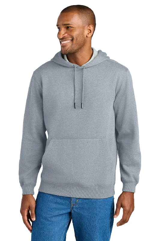 men's soft sweatshirts -CornerStone Mens Tough Fleece Hooded Sweatshirt Hoodie w/ Pouch Pocket - Heather Grey - New