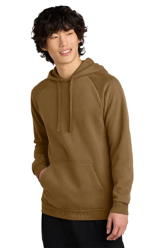 men's printed hoodies -District Mens Cloud Fleece Hooded Sweatshirt Hoodie w/ Pouch Pocket - Duck Brown - New