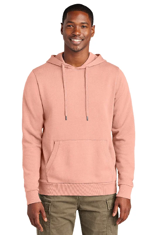 fashion sweatshirts for men -District Mens District Wash Fleece Hooded Sweatshirt Hoodie w/ Pouch Pocket - Cactus Rose Pink - New