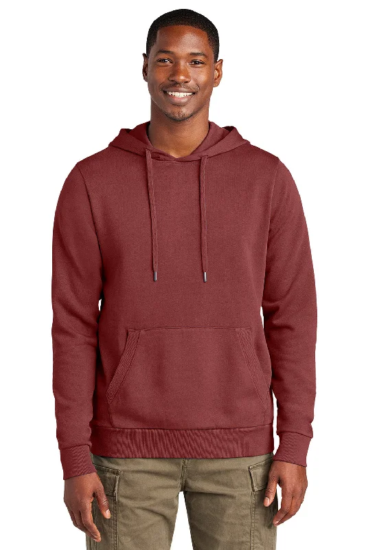 luxury hoodies for men -District Mens District Wash Fleece Hooded Sweatshirt Hoodie w/ Pouch Pocket - Garnet Red - New