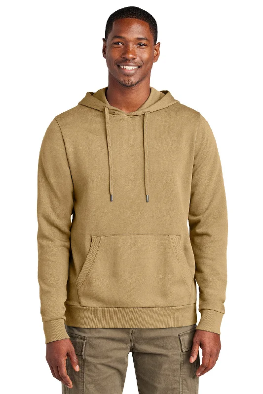 eco-friendly hoodies for men -District Mens District Wash Fleece Hooded Sweatshirt Hoodie w/ Pouch Pocket - Golden Spice - New