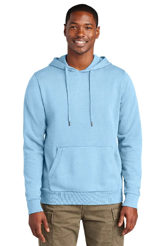 cool sweatshirts for men -District Mens District Wash Fleece Hooded Sweatshirt Hoodie w/ Pouch Pocket - Heritage Blue - New