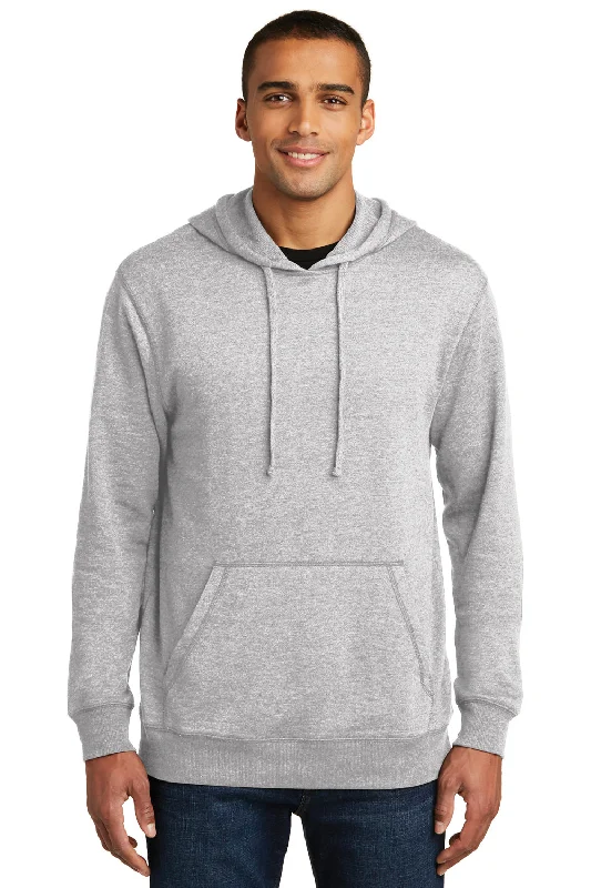 men's hoodies for cold weather -District Mens Fleece Hooded Sweatshirt Hoodie w/ Pouch Pocket - Heather Grey