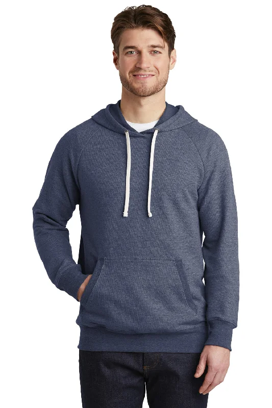 men's zippered sweatshirts -District Mens Perfect French Terry Hooded Sweatshirt Hoodie w/ Pouch Pocket - New Navy Blue