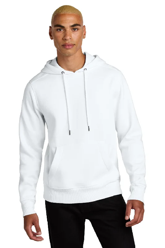 fleece sweatshirts for men -District Mens Perfect Weight Fleece Hooded Sweatshirt Hoodie w/ Pouch Pocket - Bright White