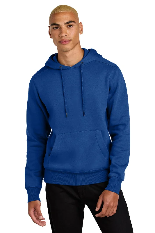 comfortable workout hoodies -District Mens Perfect Weight Fleece Hooded Sweatshirt Hoodie w/ Pouch Pocket - Deep Royal Blue