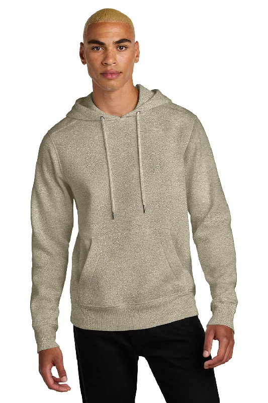 vintage-style hoodies for men -District Mens Perfect Weight Fleece Hooded Sweatshirt Hoodie w/ Pouch Pocket - Heather Latte Brown