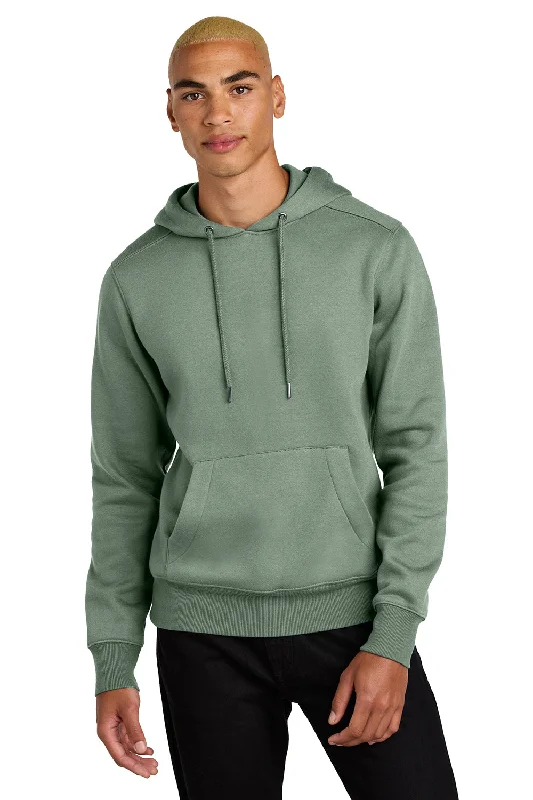 men's luxury sweatshirts -District Mens Perfect Weight Fleece Hooded Sweatshirt Hoodie w/ Pouch Pocket - Laurel Green