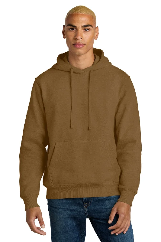 men's urban hoodies -District Mens V.I.T. Heavyweight Fleece Hooded Sweatshirt Hoodie w/ Pouch Pocket - Duck Brown