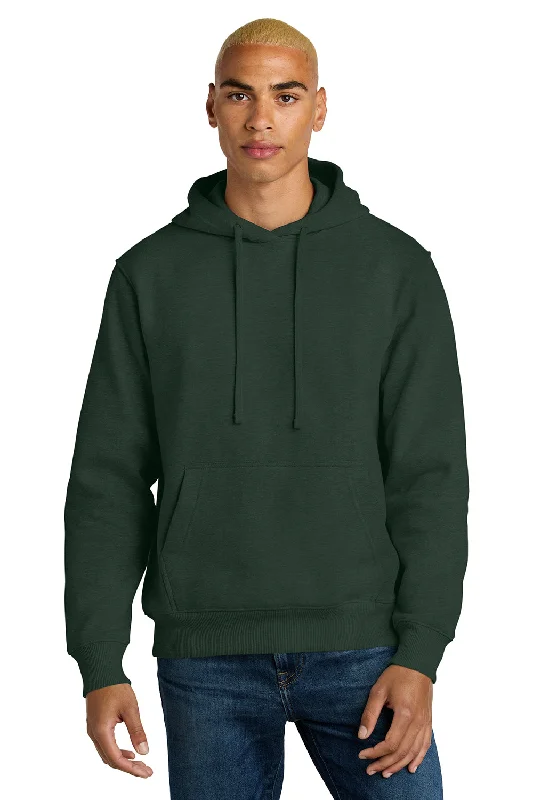 men's performance hoodies -District Mens V.I.T. Heavyweight Fleece Hooded Sweatshirt Hoodie w/ Pouch Pocket - Forest Green