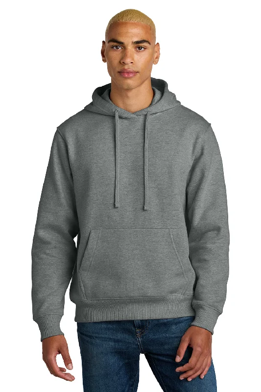 minimalist sweatshirts for men -District Mens V.I.T. Heavyweight Fleece Hooded Sweatshirt Hoodie w/ Pouch Pocket - Grey Frost