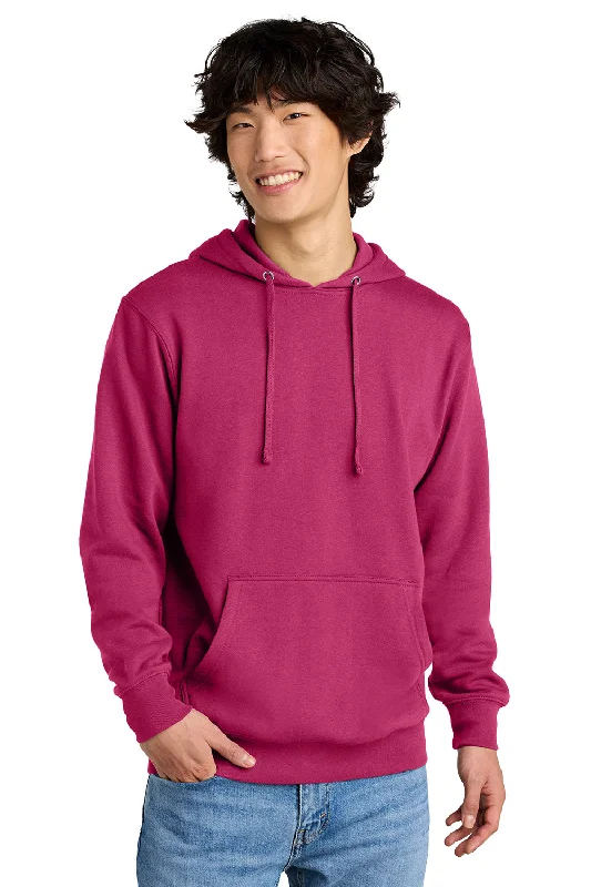 sleek sweatshirts for men -District Mens Very Important Fleece Hooded Sweatshirt Hoodie w/ Pouch Pocket - Dark Fuchsia Pink