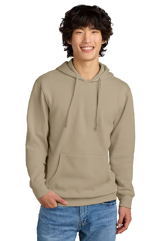 premium sweatshirts for men -District Mens Very Important Fleece Hooded Sweatshirt Hoodie w/ Pouch Pocket - Desert Tan