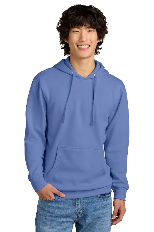 men's hoodies with pockets -District Mens Very Important Fleece Hooded Sweatshirt Hoodie w/ Pouch Pocket - Electric Purple