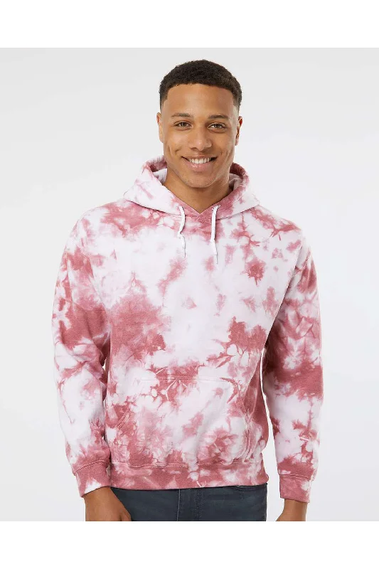 cool sweatshirts for men -Dyenomite Mens Blended Tie Dyed Hooded Sweatshirt Hoodie w/ Pouch Pocket - Begonia Crystal