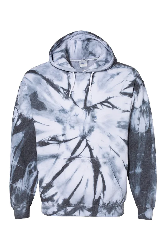 embroidered hoodies for men -Dyenomite Mens Blended Tie Dyed Hooded Sweatshirt Hoodie w/ Pouch Pocket - Black Cyclone