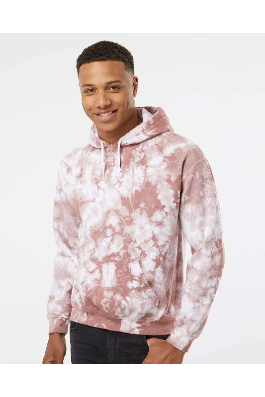 men's athletic hoodies -Dyenomite Mens Blended Tie Dyed Hooded Sweatshirt Hoodie w/ Pouch Pocket - Copper Crystal