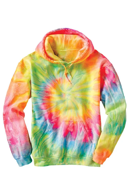 stylish men's hoodies -Dyenomite Mens Blended Tie Dyed Hooded Sweatshirt Hoodie w/ Pouch Pocket - Dayglo