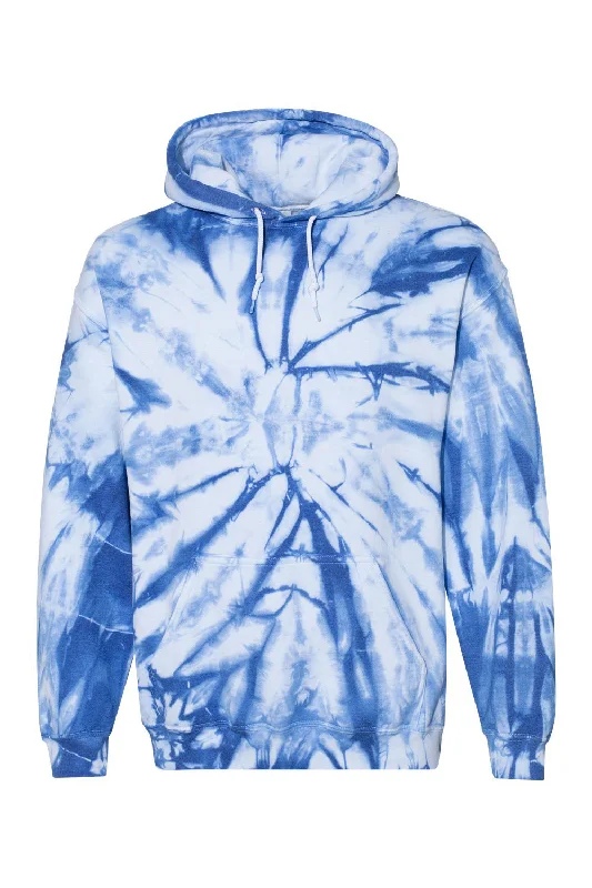 high-quality sweatshirts for men -Dyenomite Mens Blended Tie Dyed Hooded Sweatshirt Hoodie w/ Pouch Pocket - Royal Blue