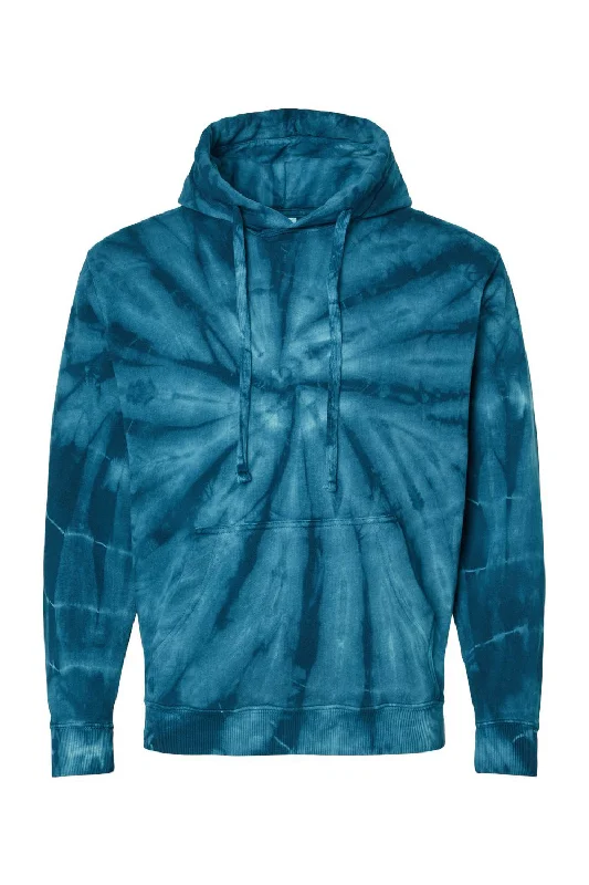 men's fashion hoodies -Dyenomite Mens Cyclone Tie Dyed Hooded Sweatshirt Hoodie w/ Pouch Pocket - Navy Blue