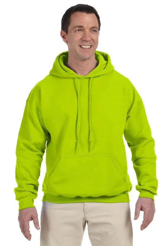 men's hoodies with logo -Gildan Mens DryBlend Moisture Wicking Hooded Sweatshirt Hoodie w/ Pouch Pocket - Safety Green