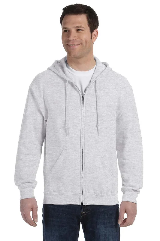 men's winter sweatshirts -Gildan Mens Pill Resistant Full Zip Hooded Sweatshirt Hoodie w/ Pockets - Ash Grey