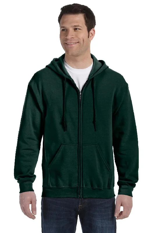 men's printed hoodies -Gildan Mens Pill Resistant Full Zip Hooded Sweatshirt Hoodie w/ Pockets - Forest Green