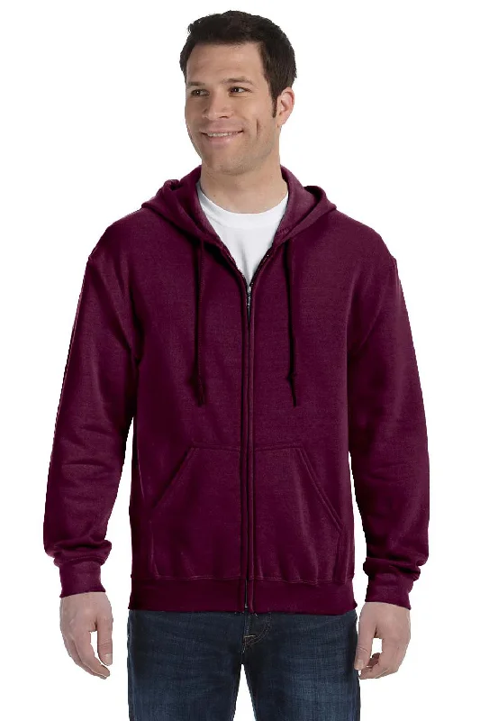 trendy hoodies for men -Gildan Mens Pill Resistant Full Zip Hooded Sweatshirt Hoodie w/ Pockets - Maroon