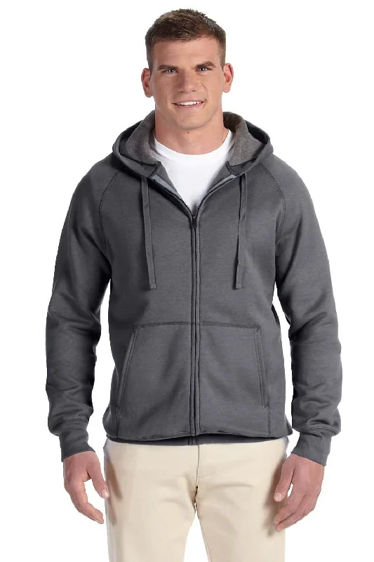 classic sweatshirts for men -Hanes Mens Nano Fleece Full Zip Hooded Sweatshirt Hoodie w/ Pockets - Heather Charcoal Grey - Closeout