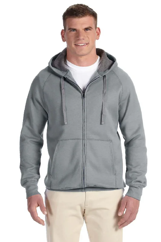 hoodies for men with pockets -Hanes Mens Nano Fleece Full Zip Hooded Sweatshirt Hoodie w/ Pockets - Vintage Grey - Closeout