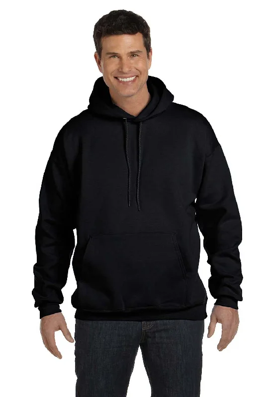 men's athletic hoodies -Hanes Mens Ultimate Cotton PrintPro XP Pill Resistant Hooded Sweatshirt Hoodie w/ Pouch Pocket - Black