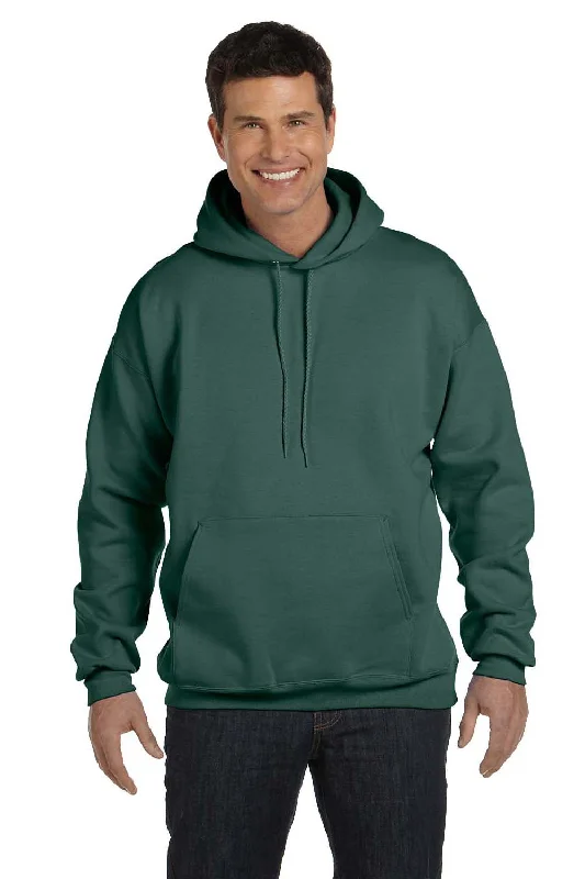 stylish men's hoodies -Hanes Mens Ultimate Cotton PrintPro XP Pill Resistant Hooded Sweatshirt Hoodie w/ Pouch Pocket - Deep Forest Green