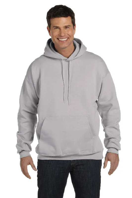 cozy sweatshirts for men -Hanes Mens Ultimate Cotton PrintPro XP Pill Resistant Hooded Sweatshirt Hoodie w/ Pouch Pocket - Light Steel Grey