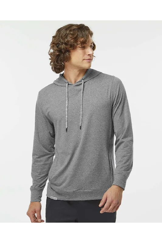 zip-up sweatshirts for men -Holloway Mens Eco Revive Ventura Moisture Wicking Hooded Sweatshirt Hoodie - Heather Grey