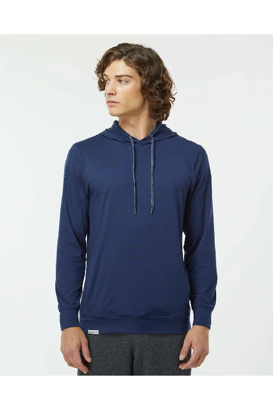 men's classic pullovers -Holloway Mens Eco Revive Ventura Moisture Wicking Hooded Sweatshirt Hoodie - Navy Blue